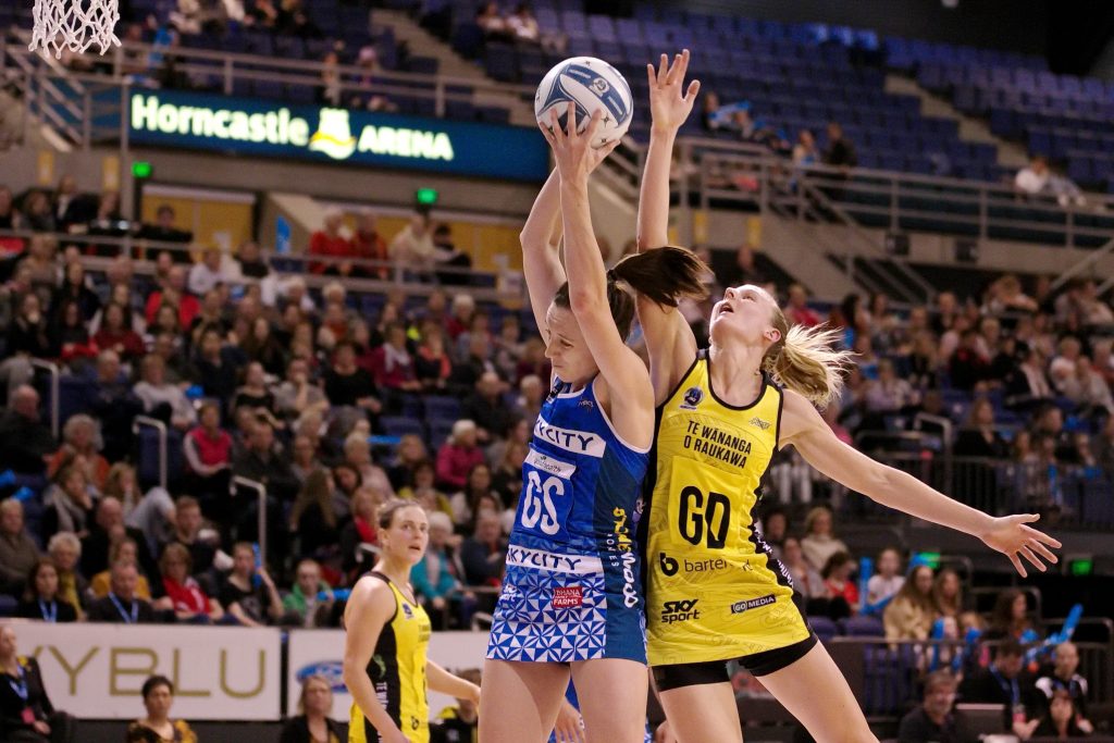 Katrina Rore and Bailey Mes in the ANZ Premiership
