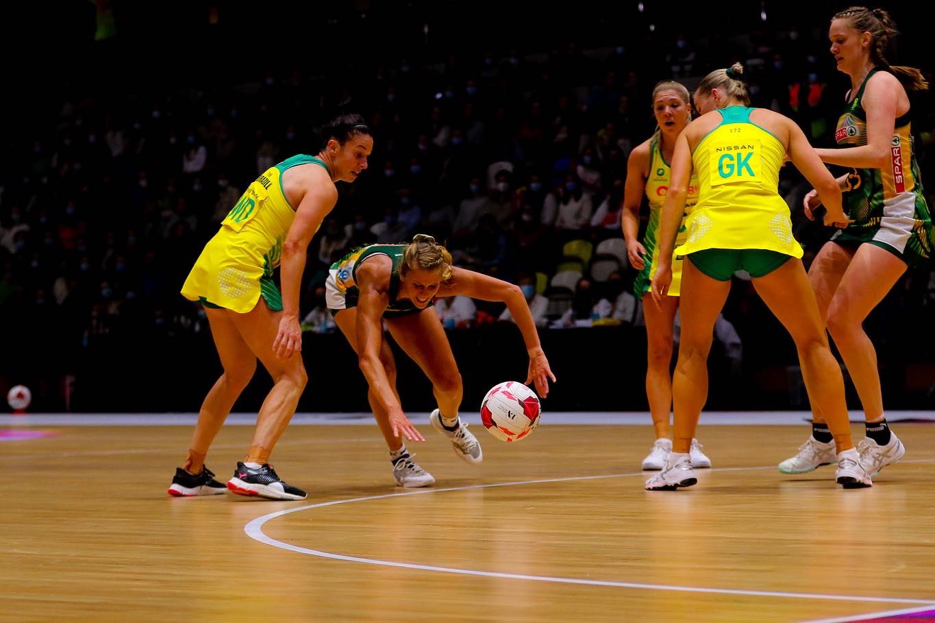 Izette Griesel keeps the ball out of Aussie hands. Image: Ben Lumley