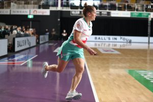 Kate Wright Running the Suncorp Super Netball sideline at Nissan Arena. Image: Netball Australia