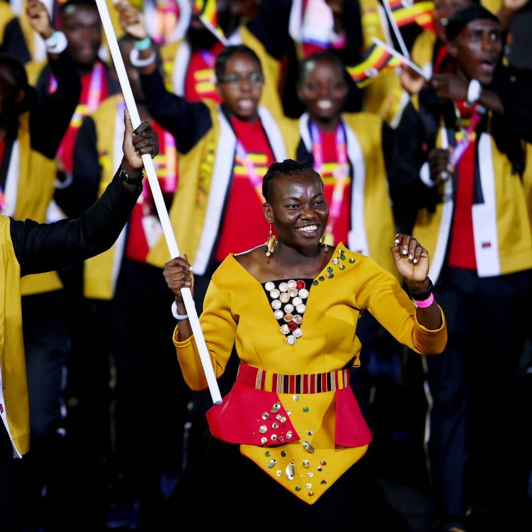 Proscovia Peace had the honour of being Uganda's flag bearer. Image: Uganda Netball