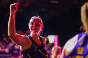 Elle Cardwell during the 2022 Vitality Netball Superleague. Image: Ben Lumley