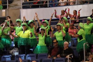 Costume coordination is vital for the fans at the Faast5 World Netball Series. Image: Graeme Laughton-Mutu