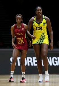 There was quite a height difference between England's Funmi Fadoju and Jamaica's Jhaniele Fowler