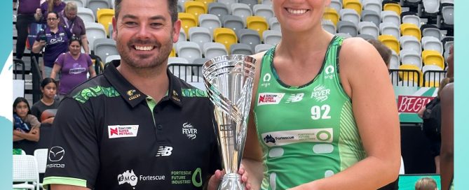 Team Girls Cup winning coach and captain, Dan Ryan and Courtney Bruce of the West coast Fever.