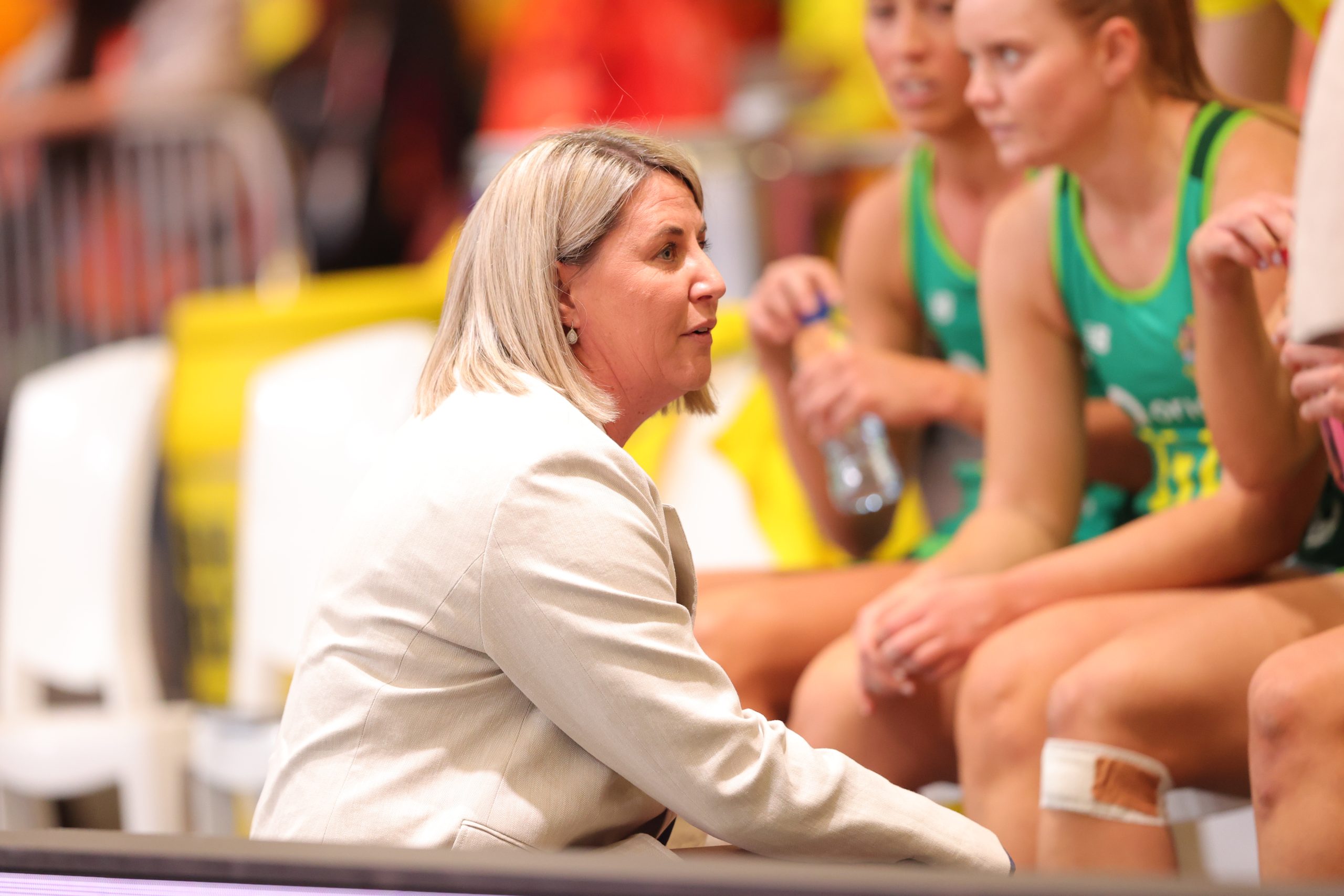 Marinkovich giving instructions during the 2023 Netball World Cup. Image: Danny Dalton | Tah Dah Sports