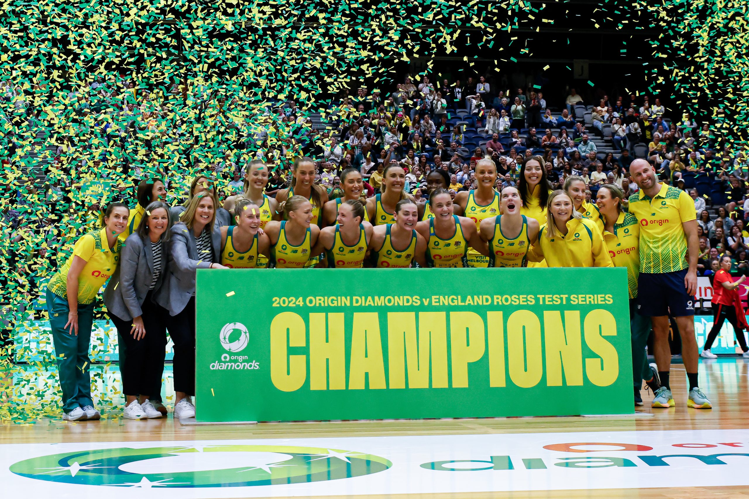 Australian Diamonds champions of the England series. Image: May Bailey | Clusterpix Photography