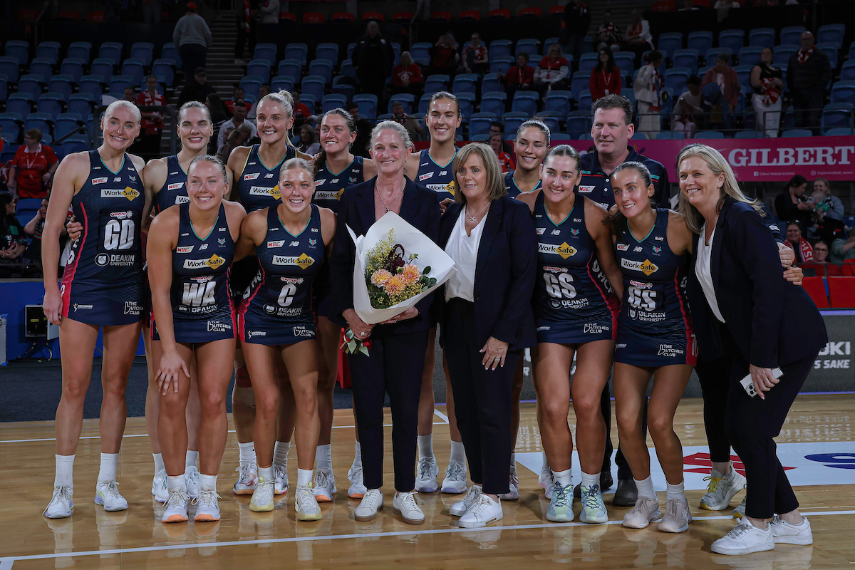Melbourne Vixens celebrated 200 games as national league coach for Simone McKinnis. Image by May Bailey | Clusterpix